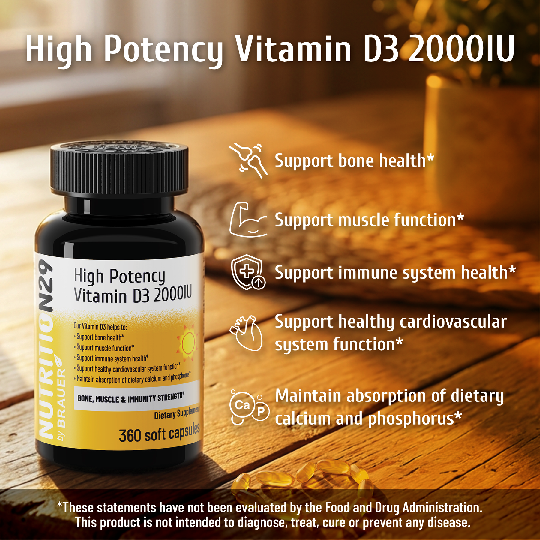 Nutrition29 High Potency Vitamin D3 2000IU/5000IU 360 soft capsules